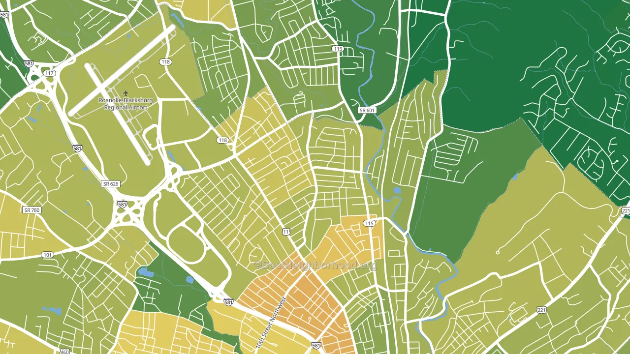 Preston Park, Roanoke, VA block-group voter-turnout map