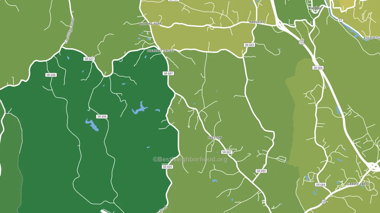 Preston, VA block-group voter-turnout map