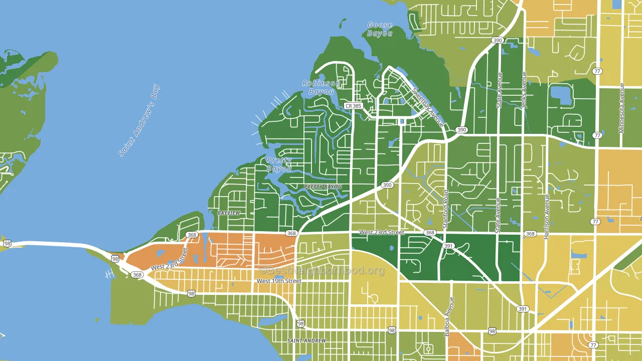 Pretty Bayou, FL block-group voter-turnout map