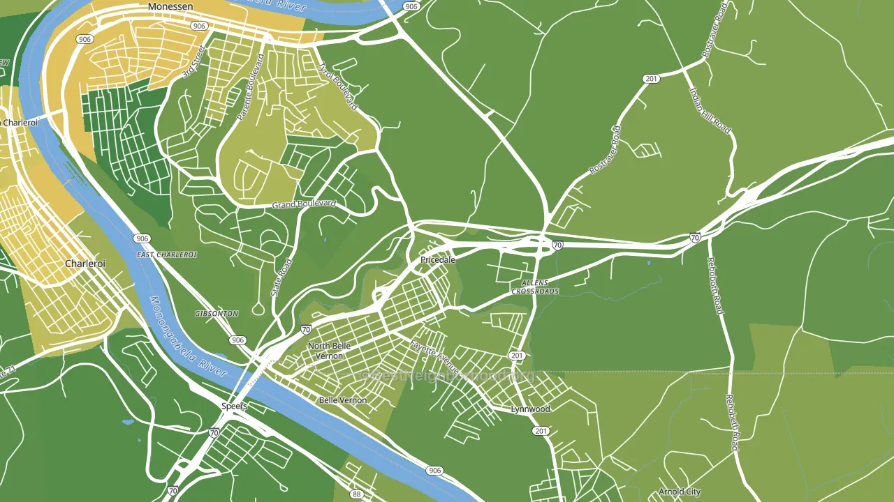 Pricedale, PA block-group voter-turnout map
