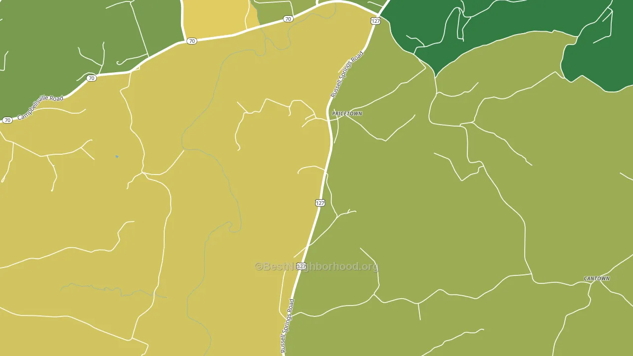 Pricetown, KY block-group voter-turnout map