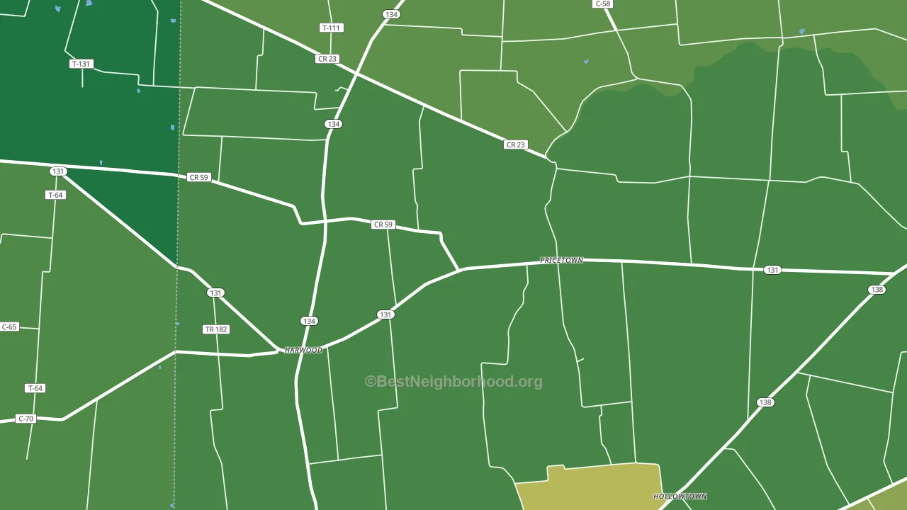 Pricetown, OH block-group voter-turnout map