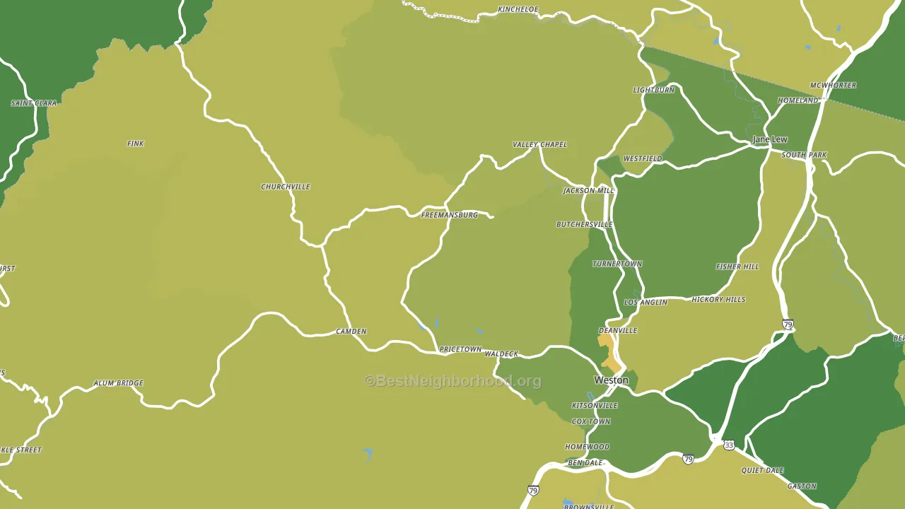 Pricetown, WV block-group voter-turnout map