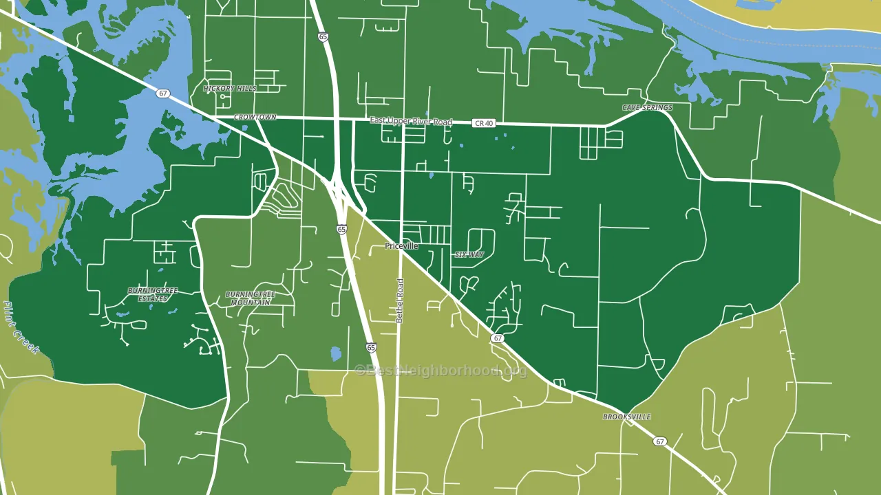 Priceville, AL block-group voter-turnout map