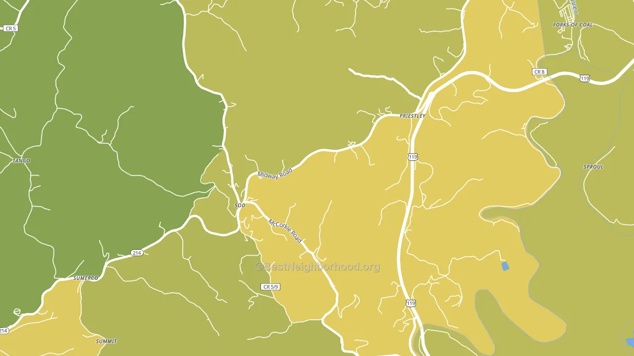 Priestley, WV block-group voter-turnout map