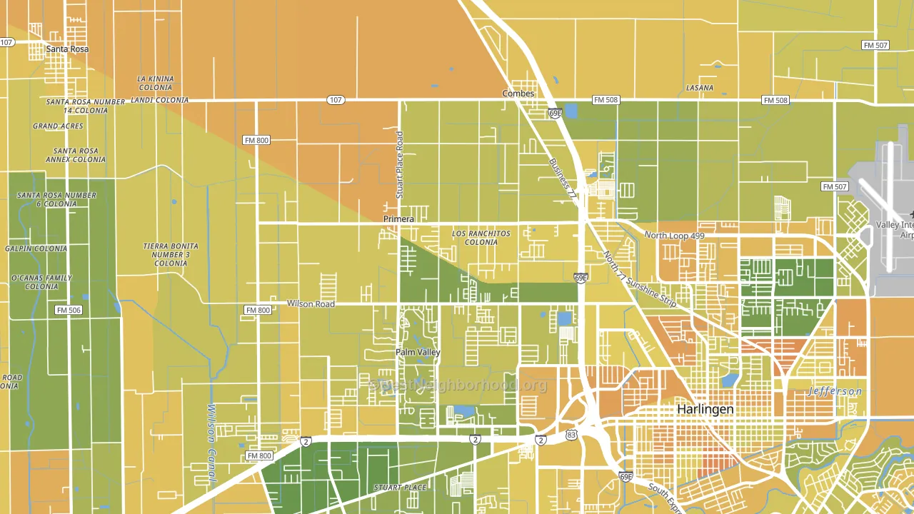 Primera, TX block-group voter-turnout map