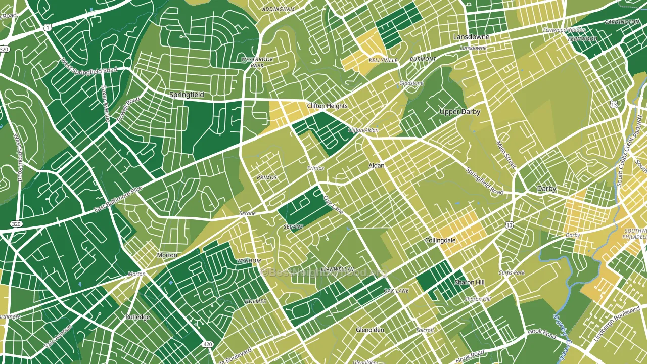 Primos, PA block-group voter-turnout map