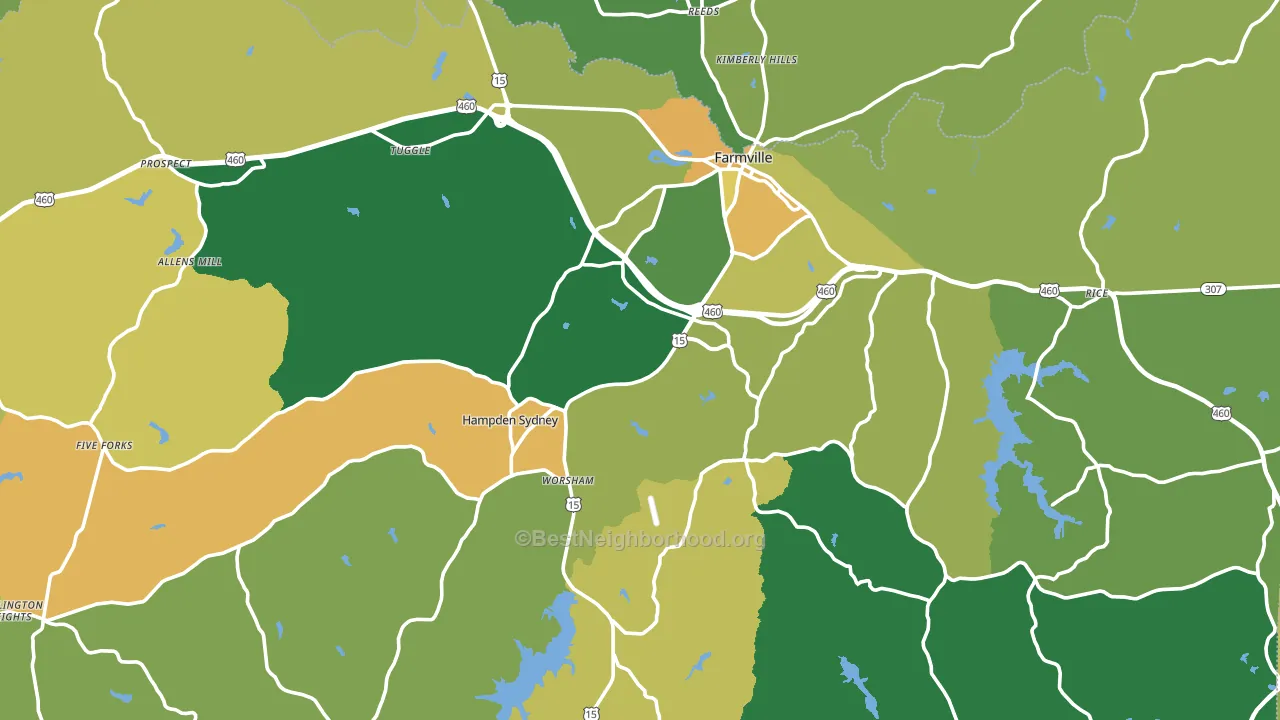 Prince Edward County, VA block-group voter-turnout map
