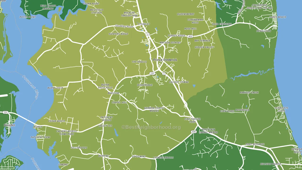Prince Frederick, MD block-group voter-turnout map