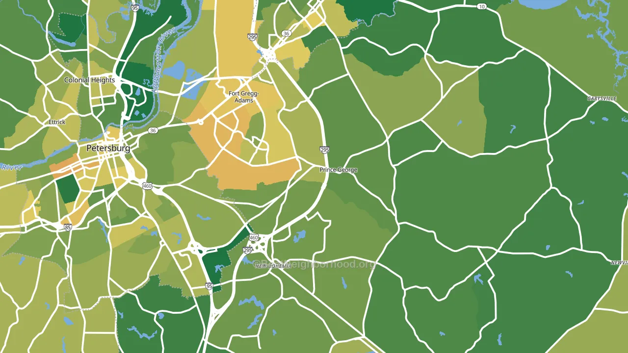 Prince George County, VA block-group voter-turnout map