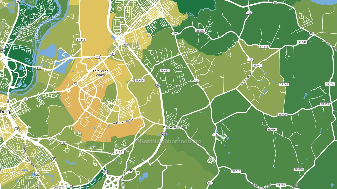 Prince George, VA block-group voter-turnout map