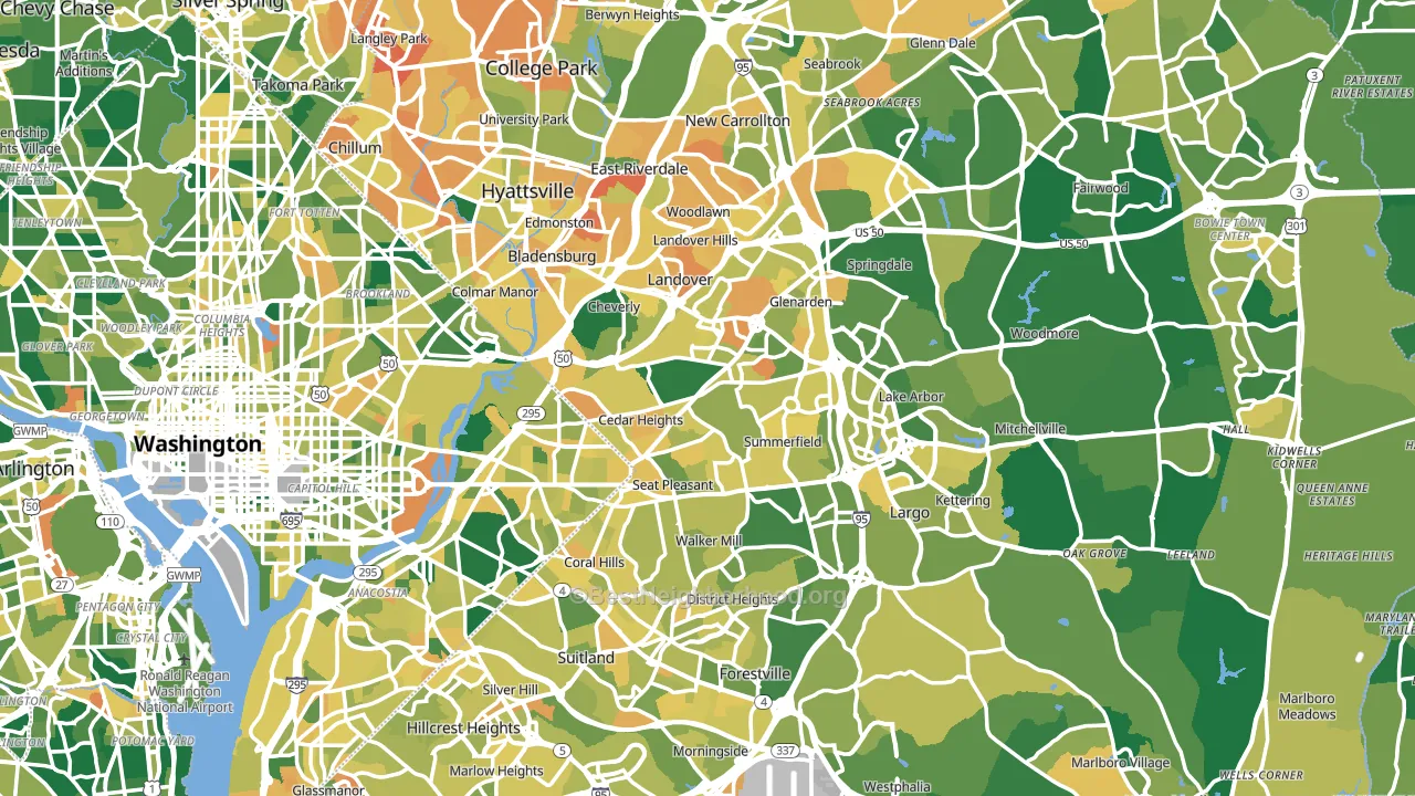 Prince George's County, MD block-group voter-turnout map