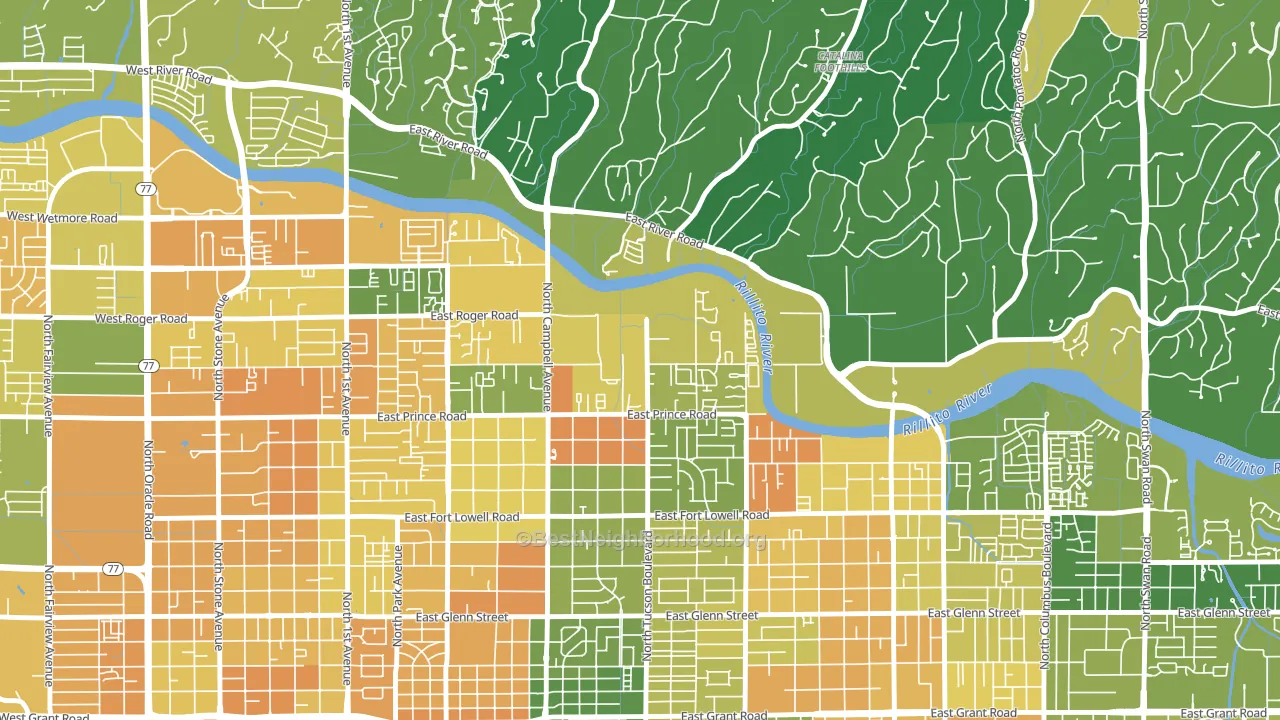 Prince Tucson, Tucson, AZ block-group voter-turnout map