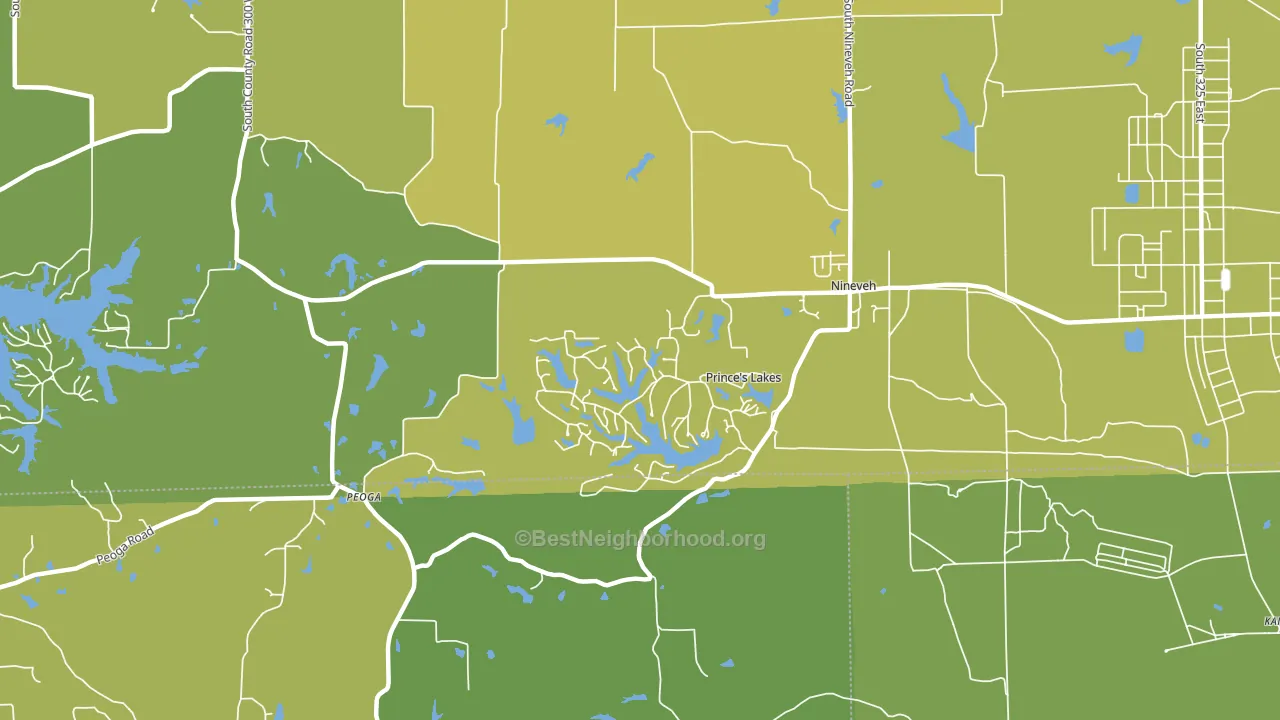 Princes Lakes, IN block-group voter-turnout map