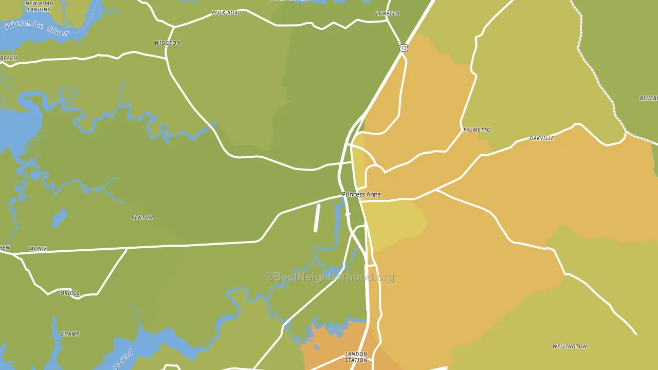 Princess Anne, MD block-group voter-turnout map