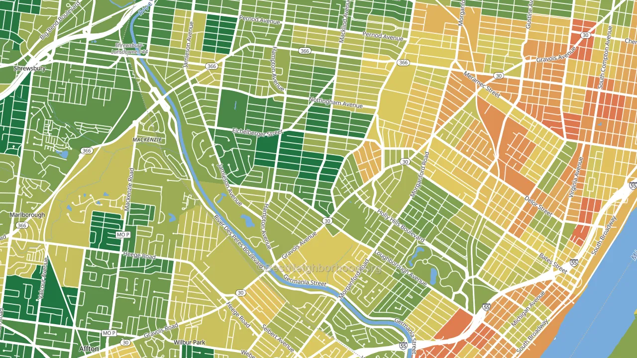 Princeton Heights, St. Louis, MO block-group voter-turnout map