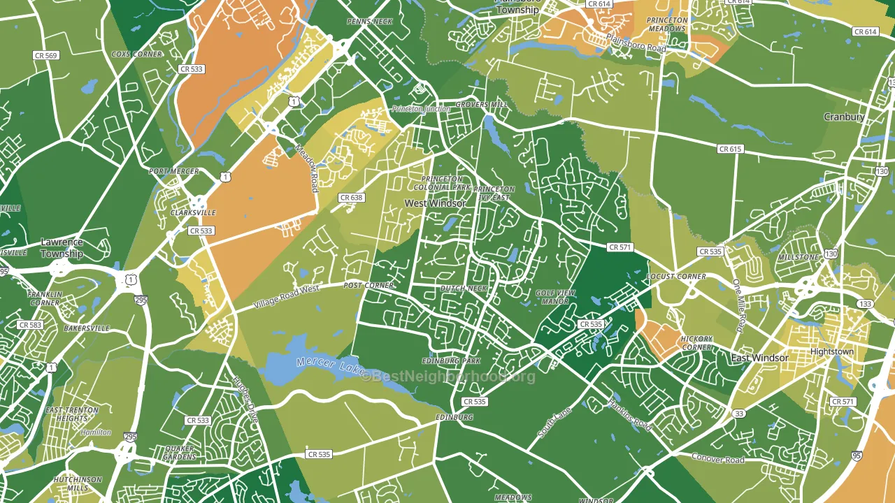 Princeton Junction, NJ block-group voter-turnout map