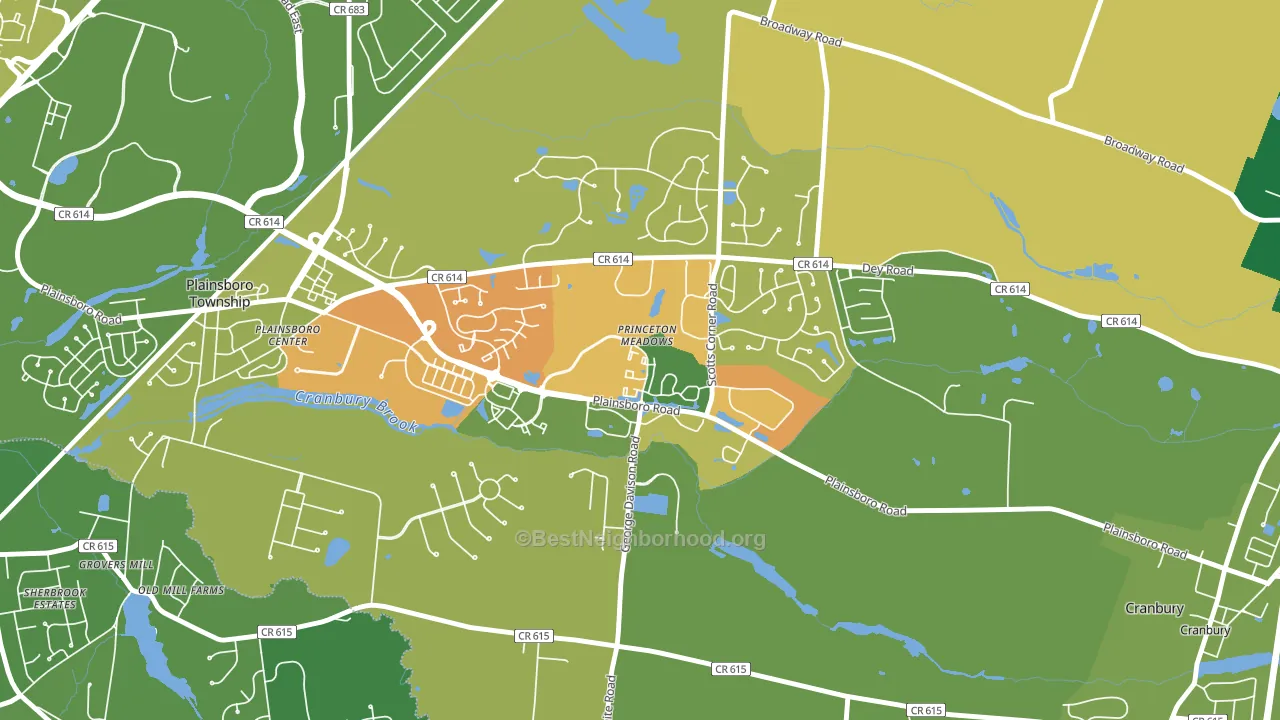 Princeton Meadows, NJ block-group voter-turnout map