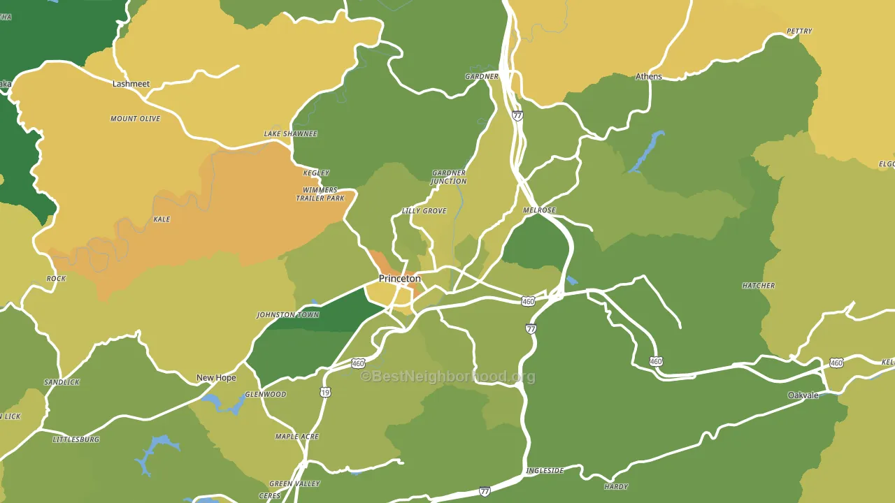 Princeton, WV block-group voter-turnout map