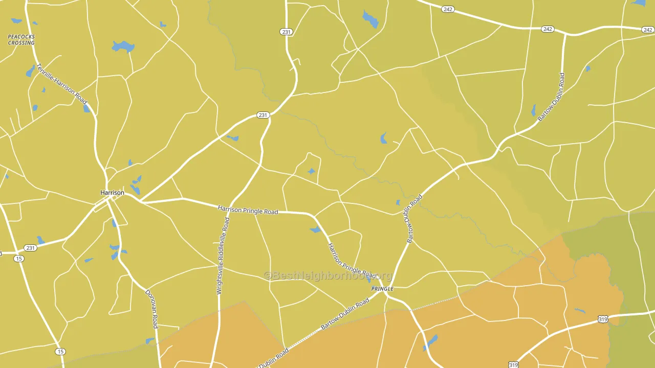 Pringle, GA block-group voter-turnout map