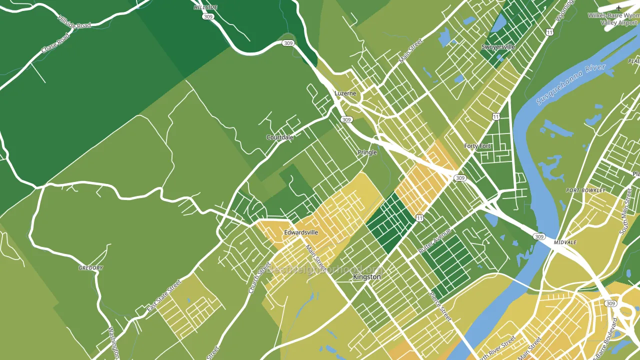 Pringle, PA block-group voter-turnout map