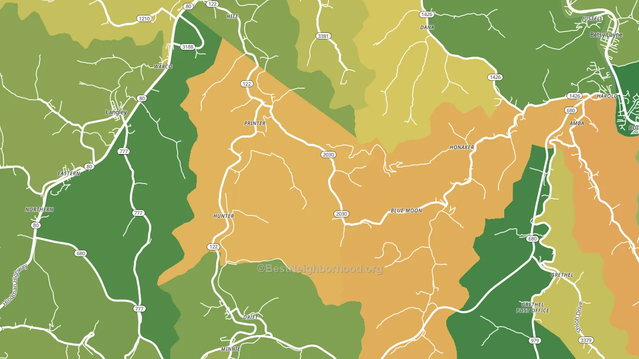 Printer, KY block-group voter-turnout map
