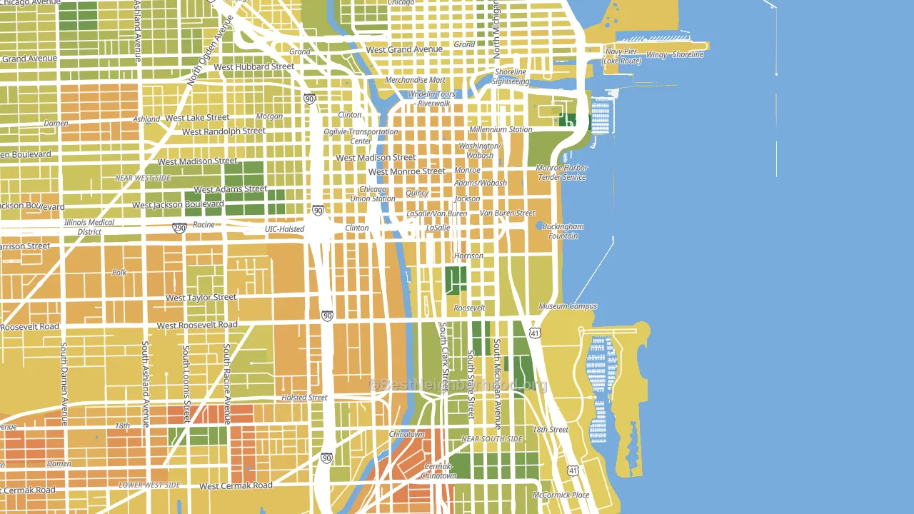 Printers Row, Chicago, IL block-group voter-turnout map