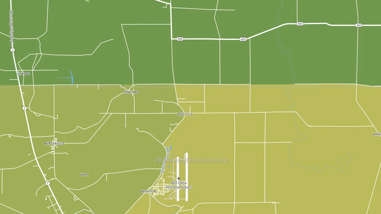 Priscilla, MS block-group voter-turnout map