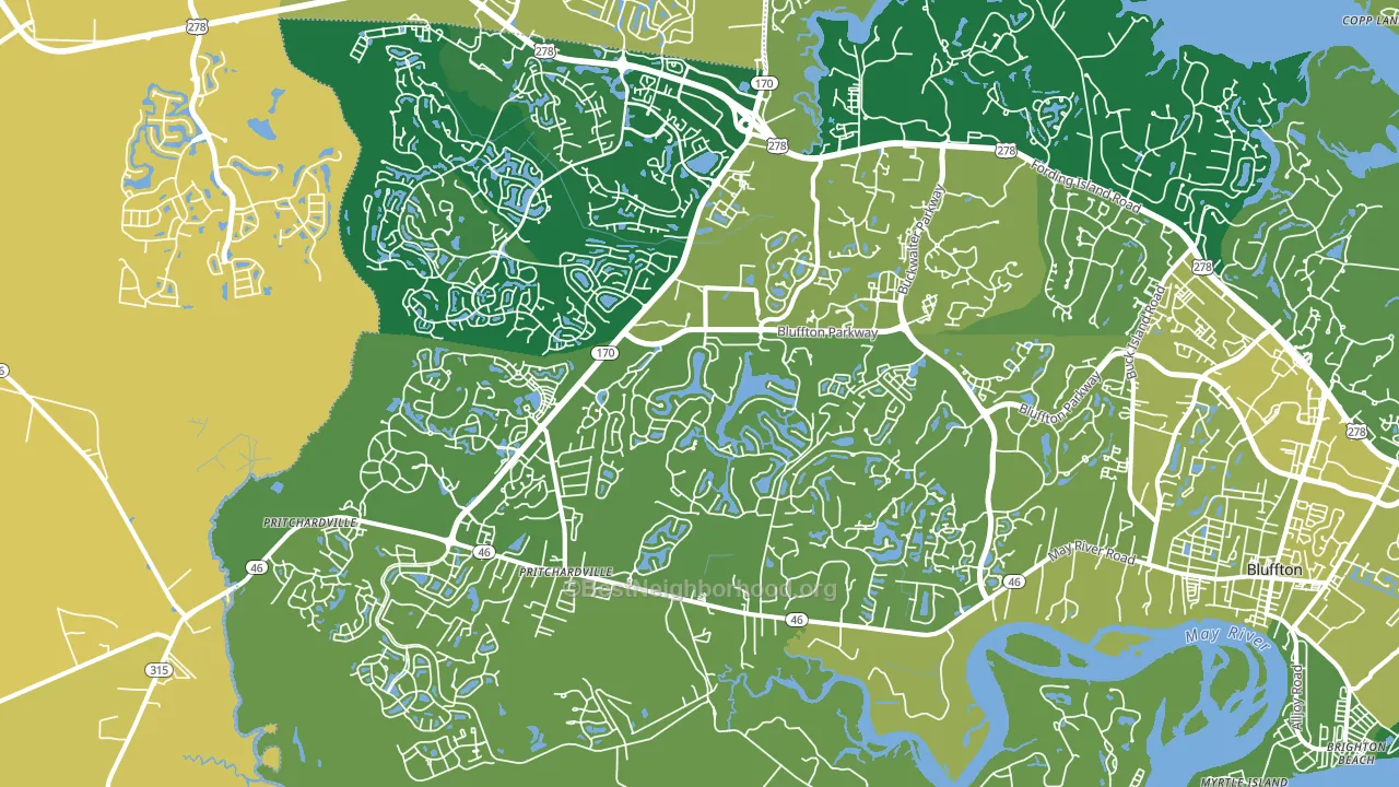 Pritchardville, SC block-group voter-turnout map