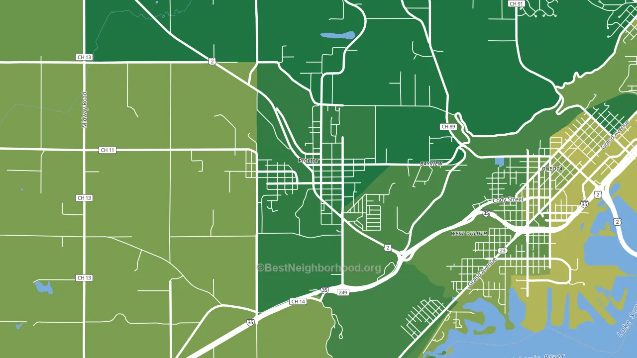 Proctor, MN block-group voter-turnout map