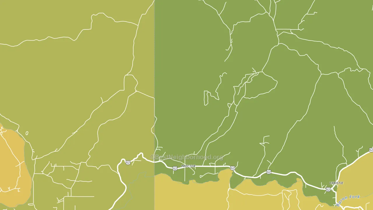Proctor, OK block-group voter-turnout map