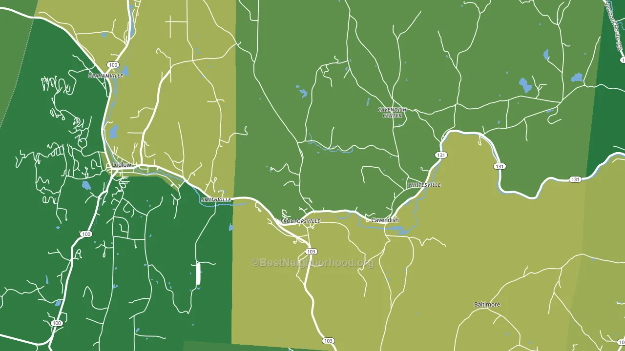 Proctorsville, VT block-group voter-turnout map