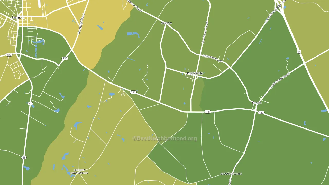 Proctorville, NC block-group voter-turnout map
