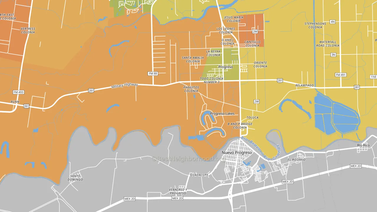 Progreso Lakes, TX block-group voter-turnout map