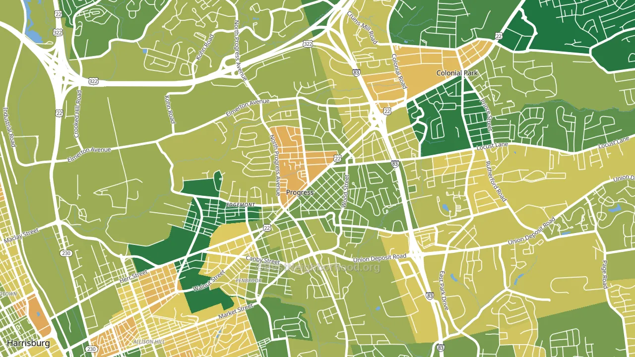 Progress, PA block-group voter-turnout map