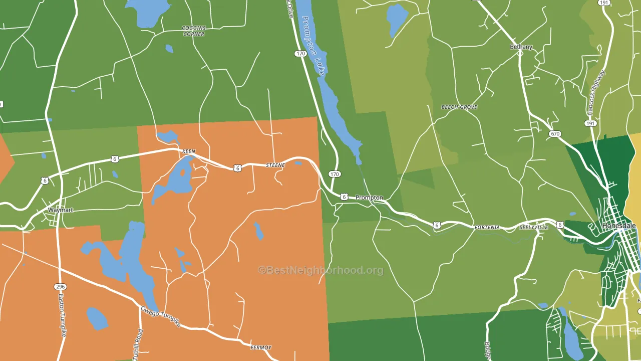 Prompton, PA block-group voter-turnout map