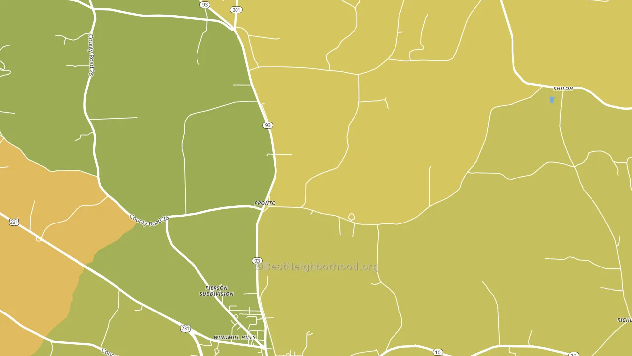 Pronto, AL block-group voter-turnout map