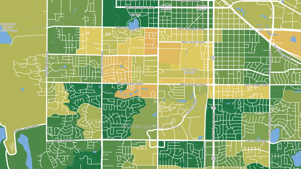 Prospect-Shields, Fort Collins, CO block-group voter-turnout map