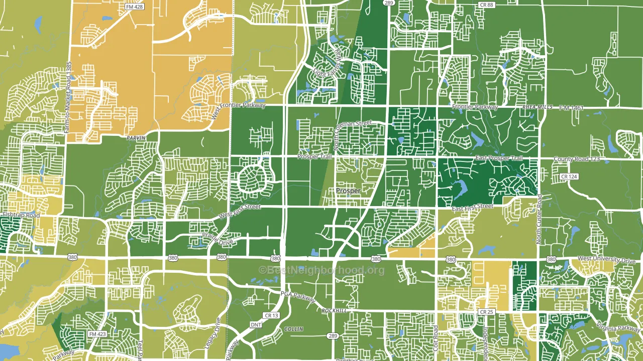 Prosper, TX block-group voter-turnout map