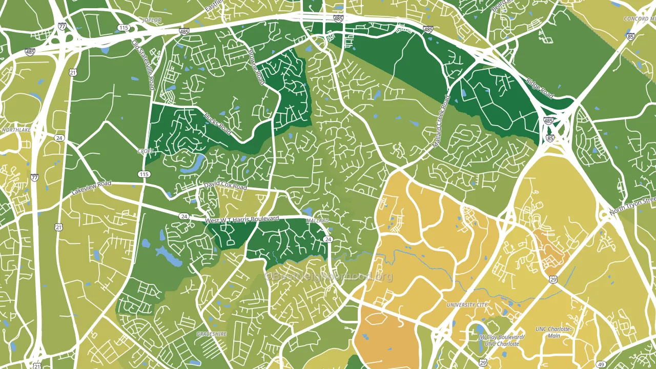 Prosperity Church Road, Charlotte, NC block-group voter-turnout map