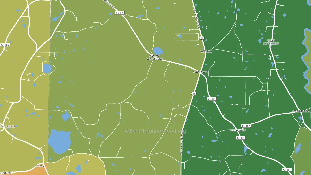Prosperity, FL block-group voter-turnout map