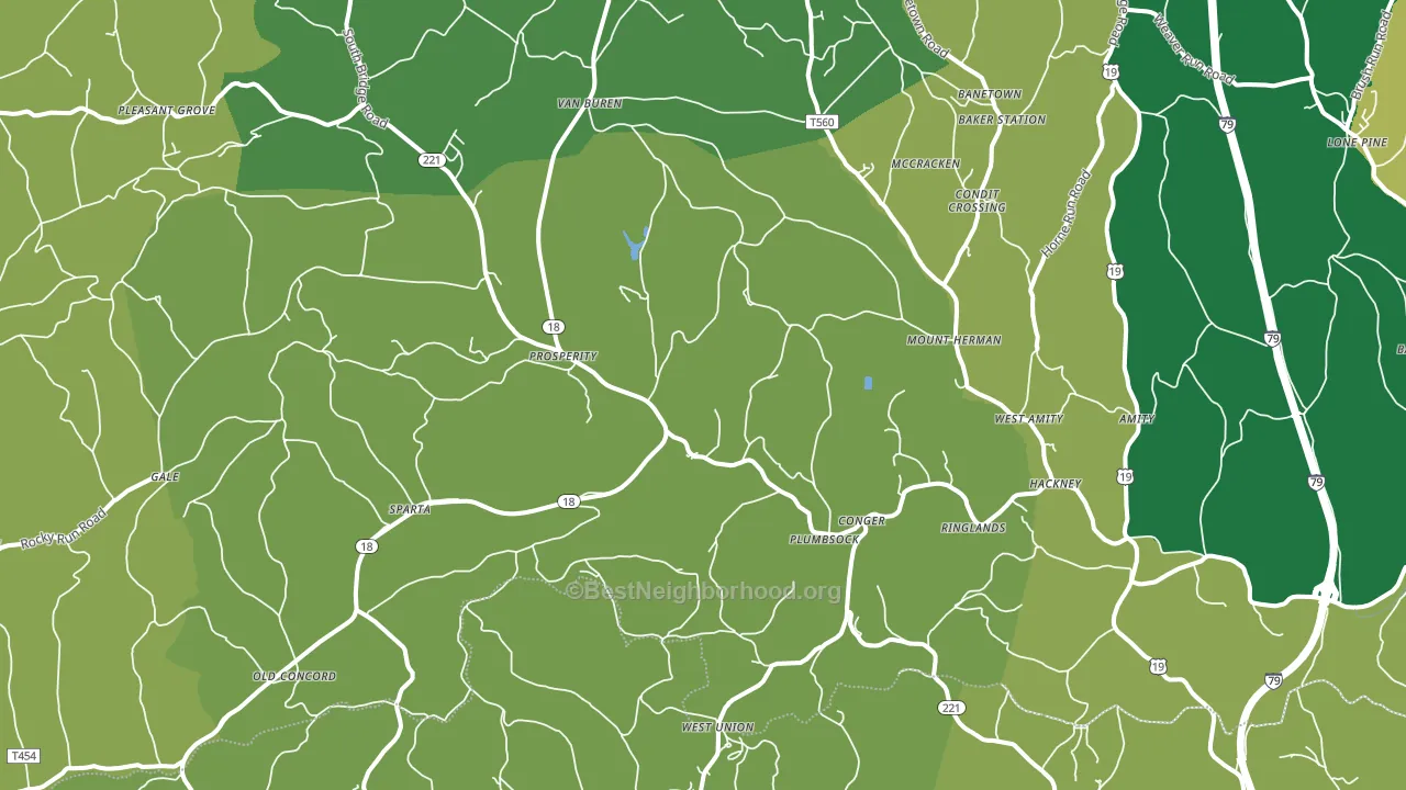 Prosperity, PA block-group voter-turnout map