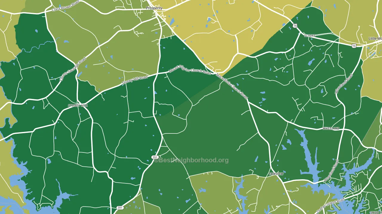 Prosperity, SC block-group voter-turnout map