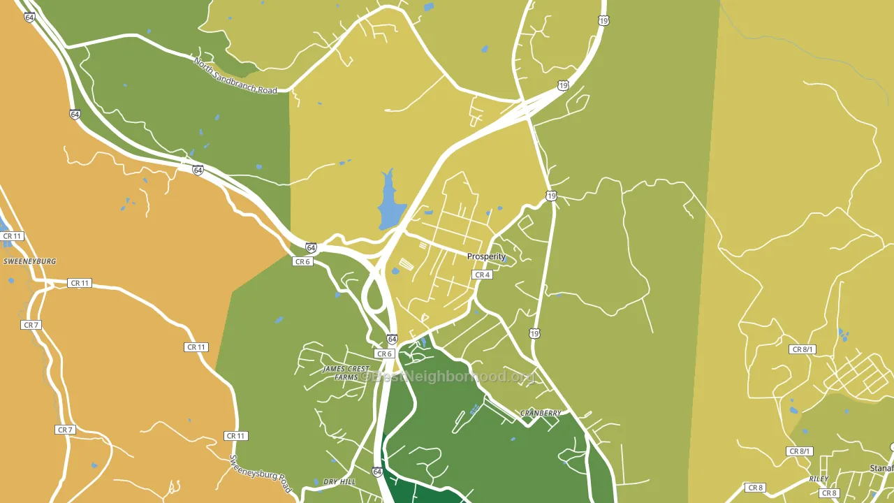 Prosperity, WV block-group voter-turnout map