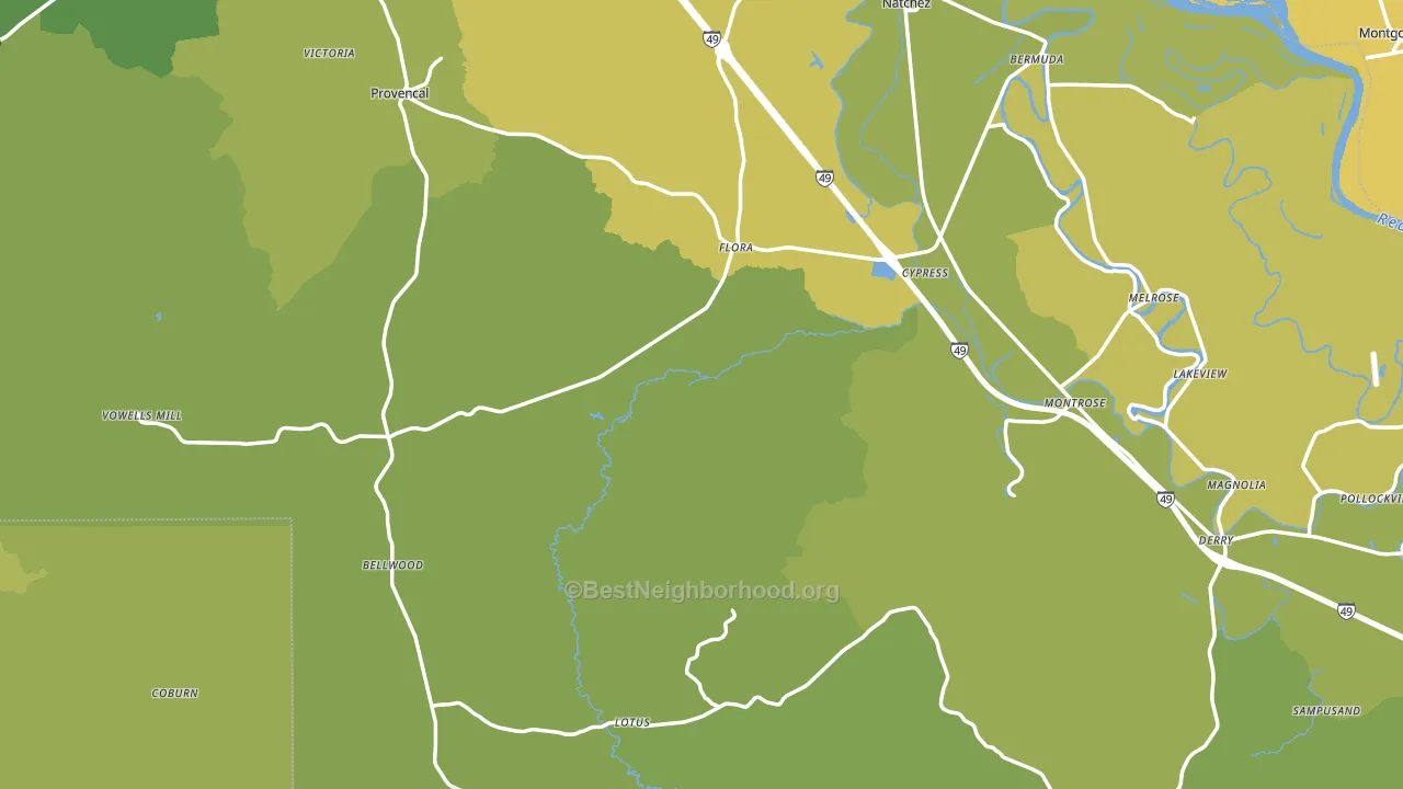 Provencal, LA block-group voter-turnout map