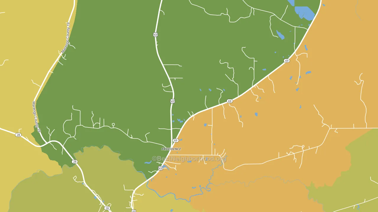 Providence, AL block-group voter-turnout map