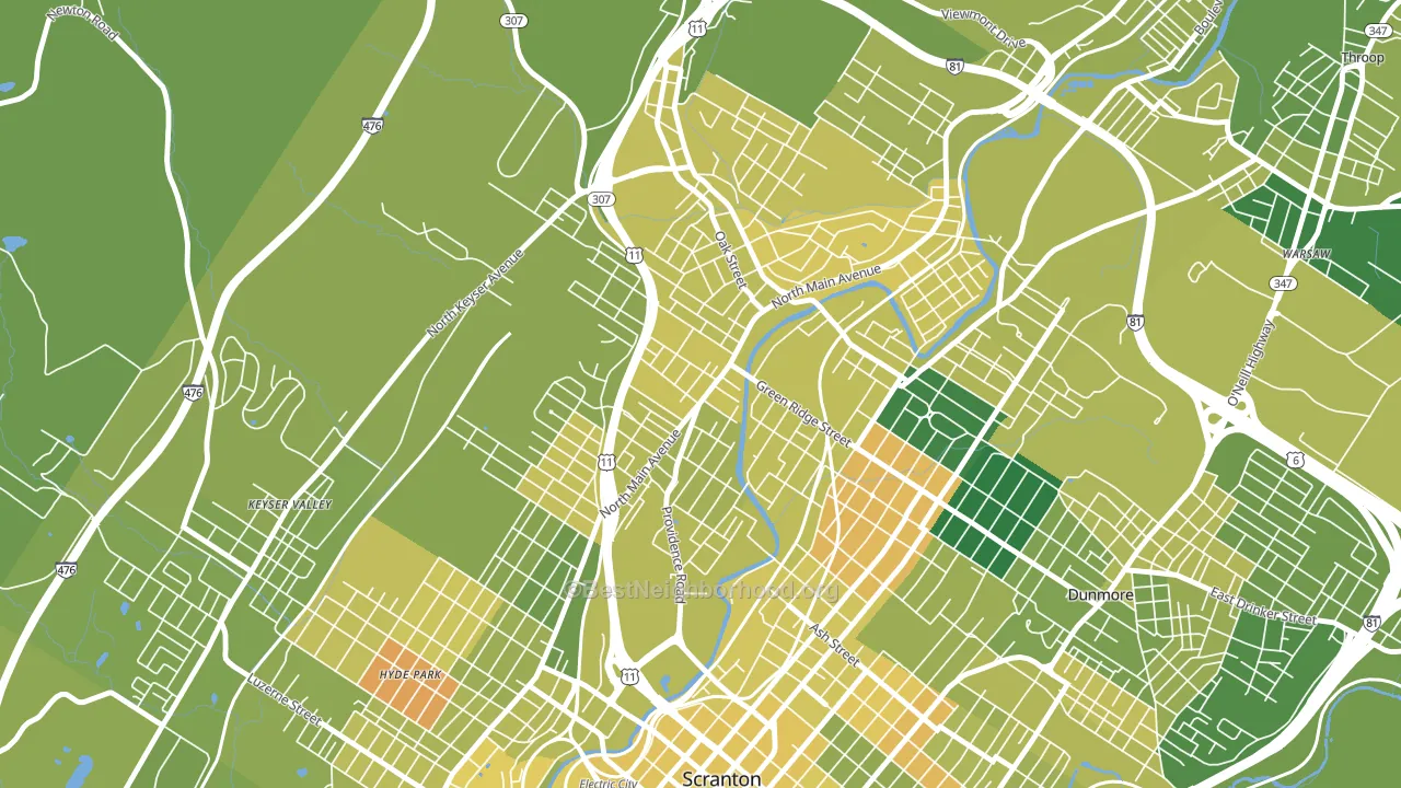 Providence, Scranton, PA block-group voter-turnout map