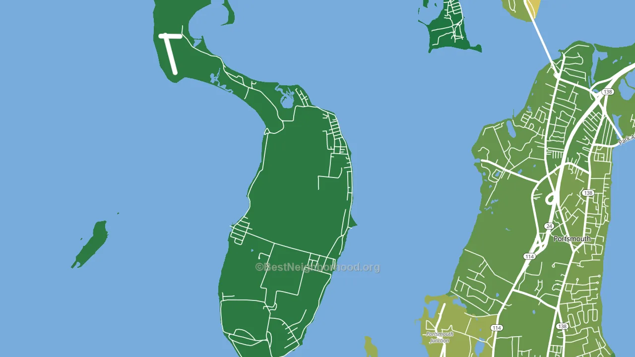 Prudence Island, RI block-group voter-turnout map