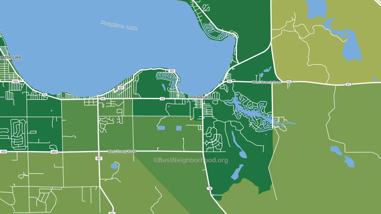 Prudenville, MI block-group voter-turnout map
