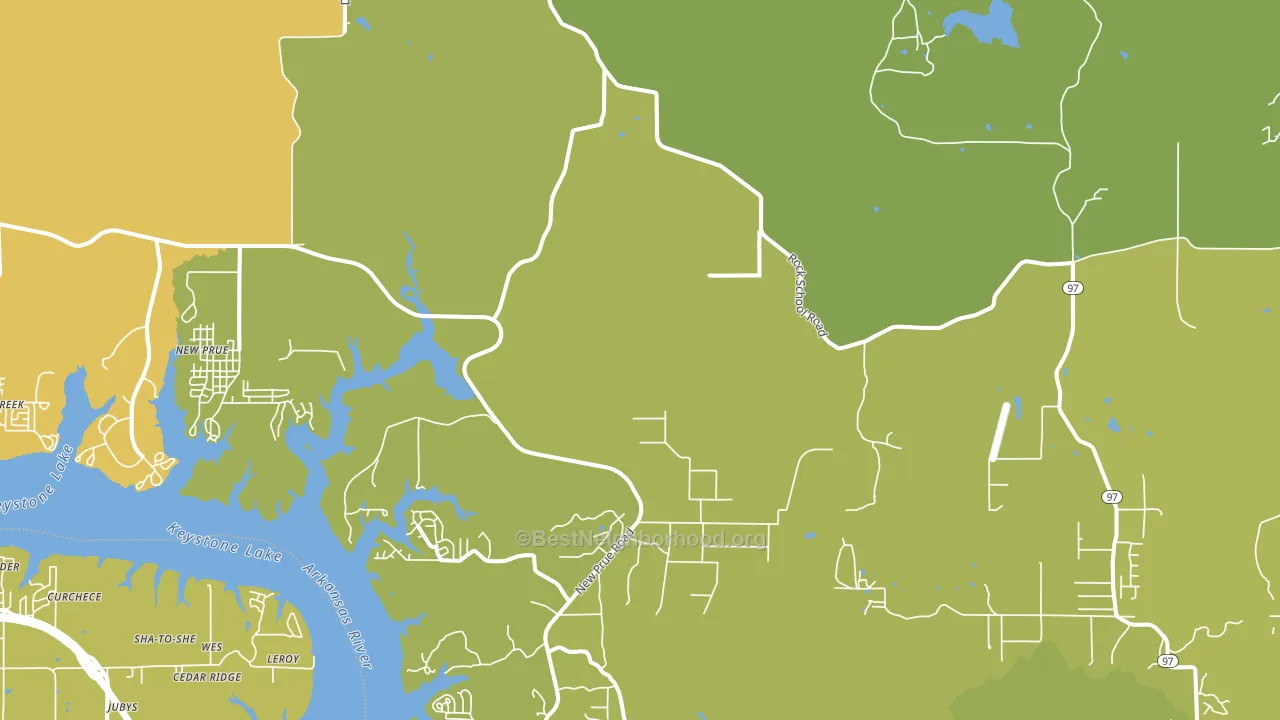 Prue, OK block-group voter-turnout map